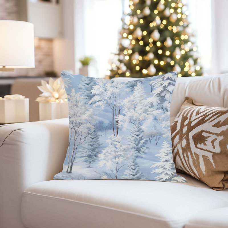 Holiday Blue Winter Forest Trees II Modern, 16"H x 16"W