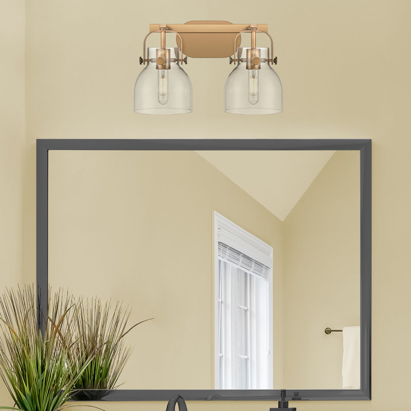 Éclairage pour meuble-lavabo mural 6 po Skycrest, Laiton brossé, Transparent, Deux lumières