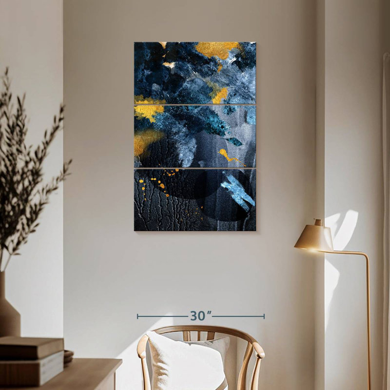 Avery Abstract Blue and Gold, 57" H x 36" W