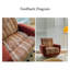Fauteuil d'appoint en bois massif de style rétro avec patchwork rayé et roulettes pour le salon et la chambre à coucher