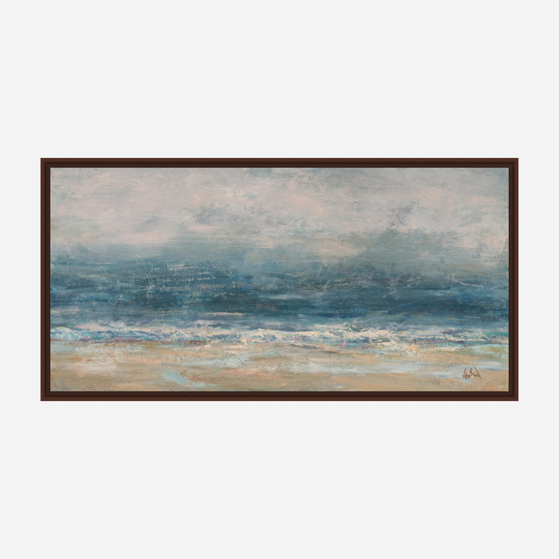 Merging Tide by John Beard - Artist Enhanced Canvas Print, Brown Floater Framed, 26" H x 50" W x 2" D