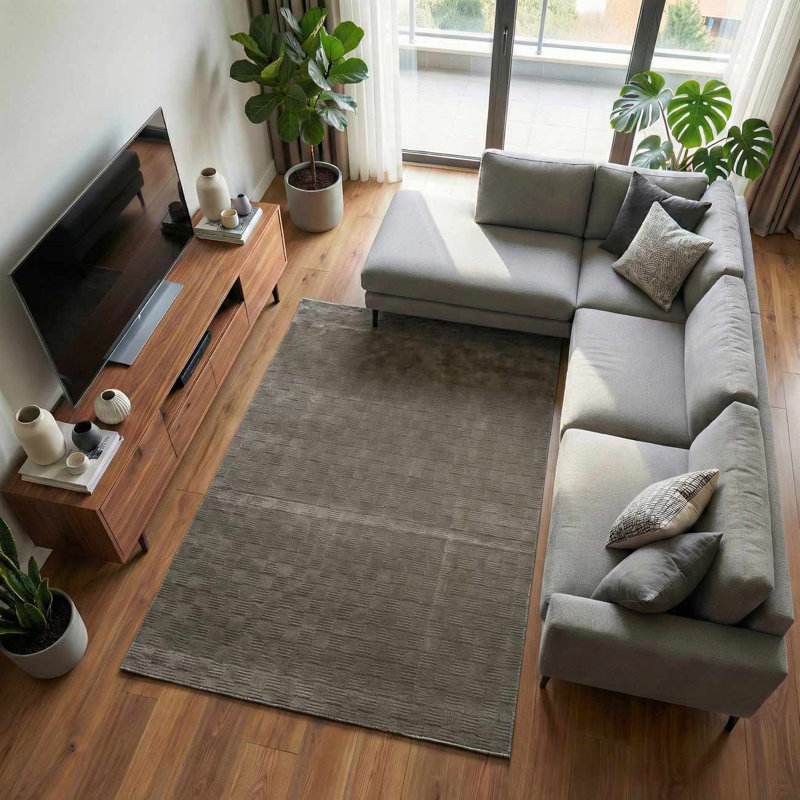 Tapis vert foncé / gris Chuby, Rectangle 5 pi 3 po x 7 pi, Vert