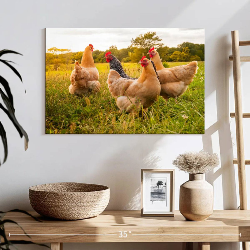 Brampt Chickens Looking For Food, 16" H x 24" W