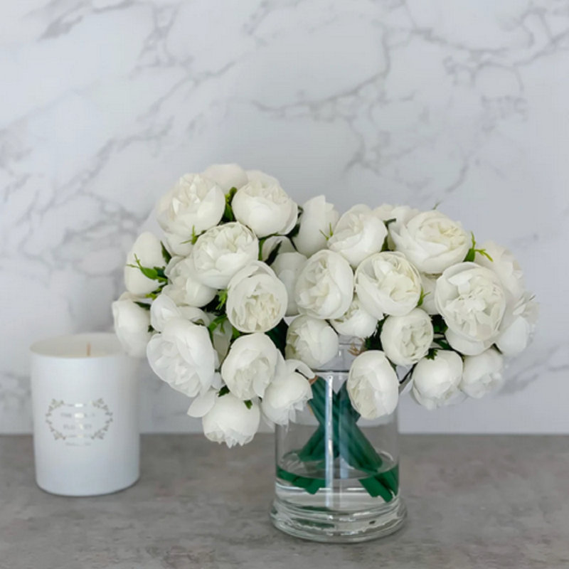 Peonies Floral Arrangement In Vase, Sweet Pink