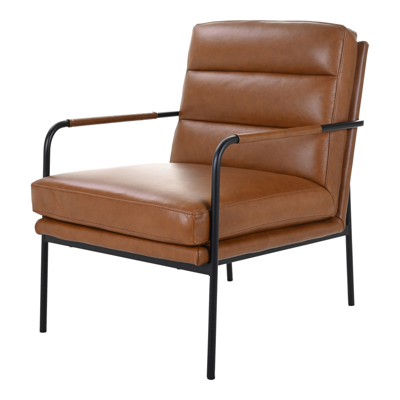 Fauteuil en cuir fleur K 23,5 po Keeley, Cuir grainé brun