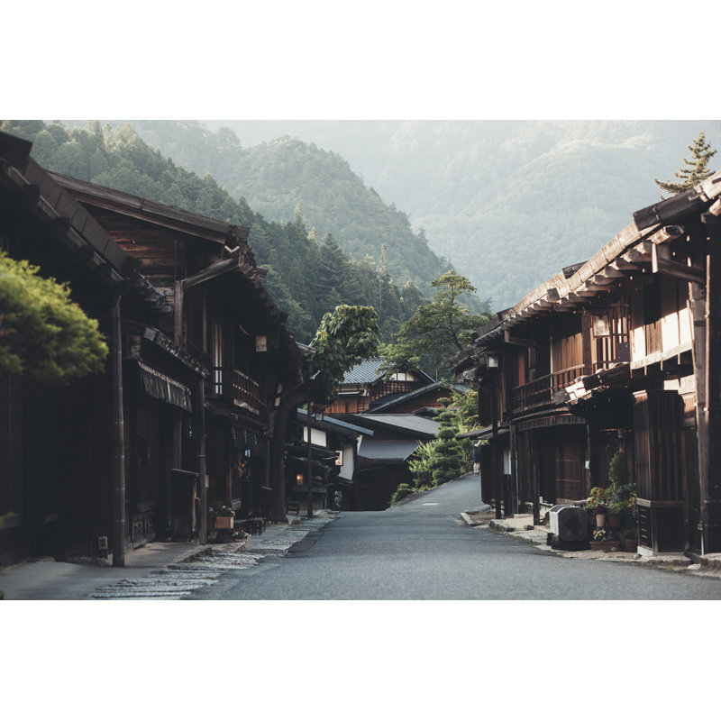 Village japonais avec des maisons ryokan par Visualespace, H 8 po x l 12 po