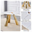 Table luxueuse en pierre frittée de 42 po: plateau durable de 0,45 po + pieds en acier de 6 po, capacité de 500 lb, surface veinée blanche / grise résistante aux taches et à la chaleur - Design minimaliste moderne-1759650463-1759650450-1759650456