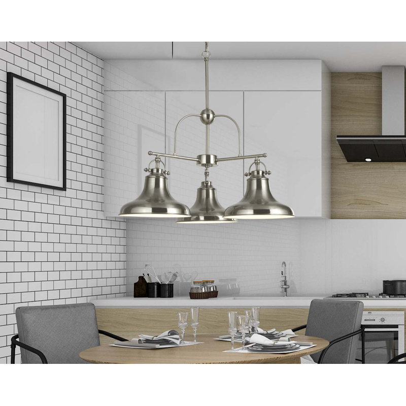 Aldwych 3 - Light Shaded Chandelier, Stain Silver