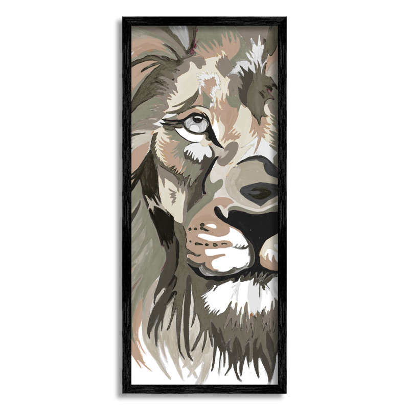 «Mute Lion Face» encadré sur bois par Chelsea Goodrich, impression, Giclée encadrée noir minuit, H 30 po x l 13 po x P 1,5 po