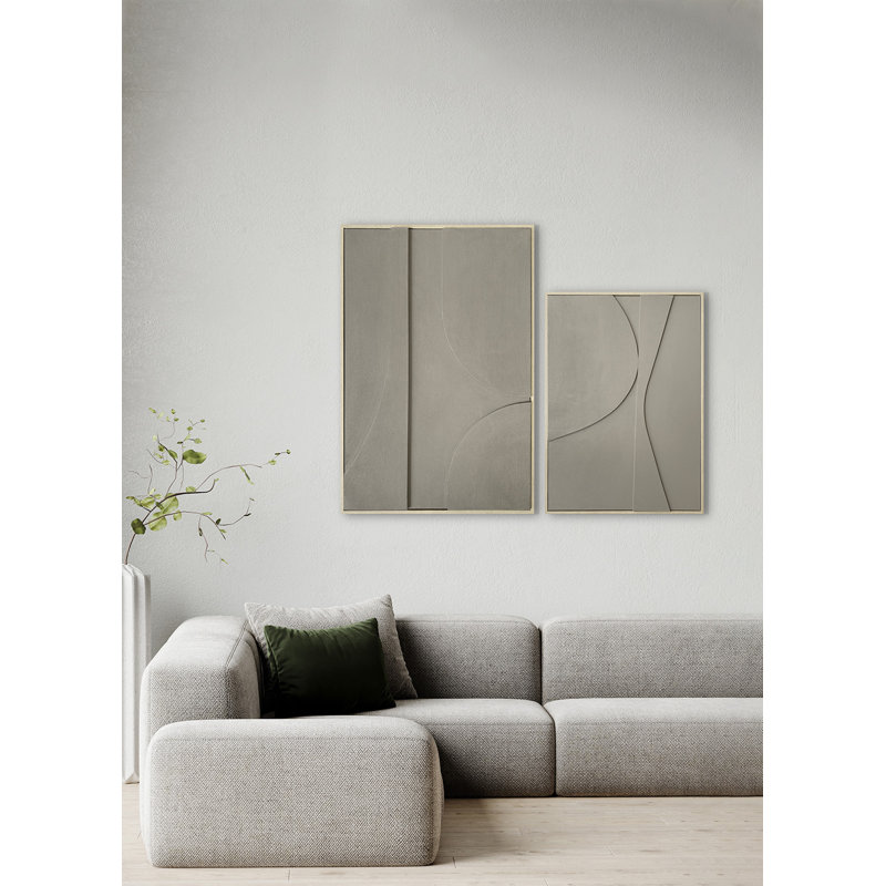 Single Picture Frame Print on Foam Material + Canvas, 62.5cm H x 92.5cm W, Khaki