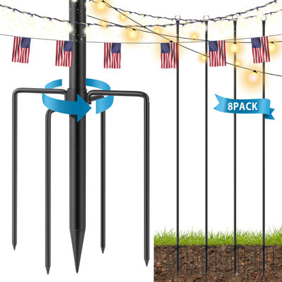 Metal Poles for Outdoor Hanging String Lights, 4 Pack 10FT Poles for Outdoor String Lights, Tall Hanging Light Poles for Backyard
