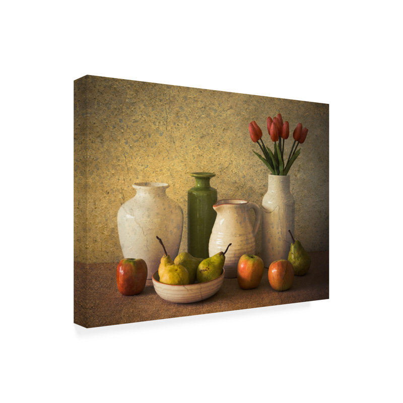 Toile d'extérieur Jacqueline Hammer, pommes, poires et tulipes, H 24 po x l 32 po x P 1,5 po