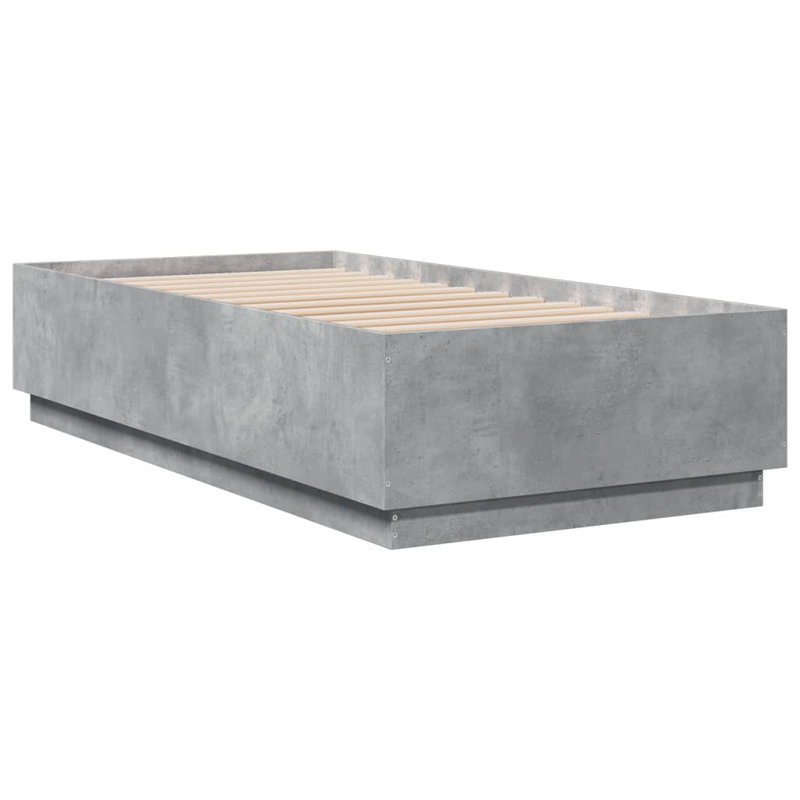 Vidaxl Bed Frame With LED Lights Concrete Grey Engineered Wood, Single (3')