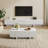 50.8" Modern Fluted Coffee Table with Storage, 4-Door Rectangle Coffee Table with Large Tabletop, White-623983288