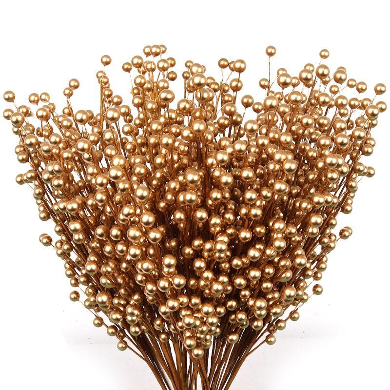 Ensemble de baies de Noël artificielles en or 17 pouces avec 35 baies (ensemble de 24)