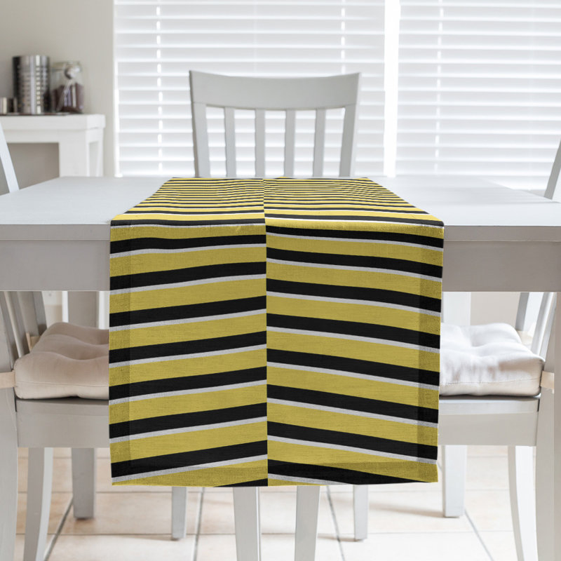 Fractured Stripes Table Runner, 16" x 72", Dark Yellow