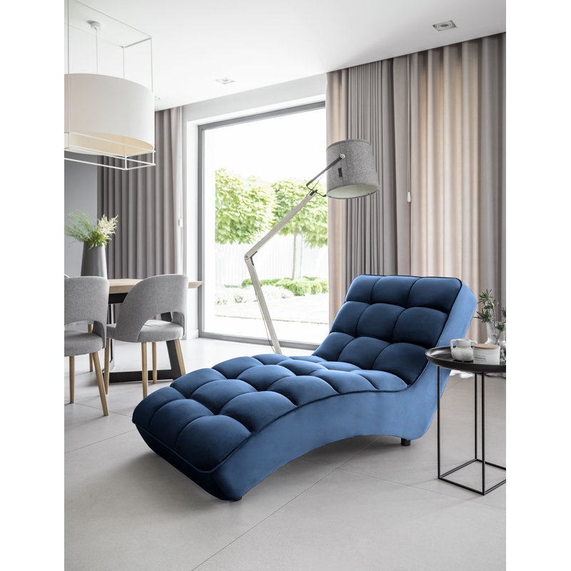 Mylee Upholstered Chaise Lounge, Blue
