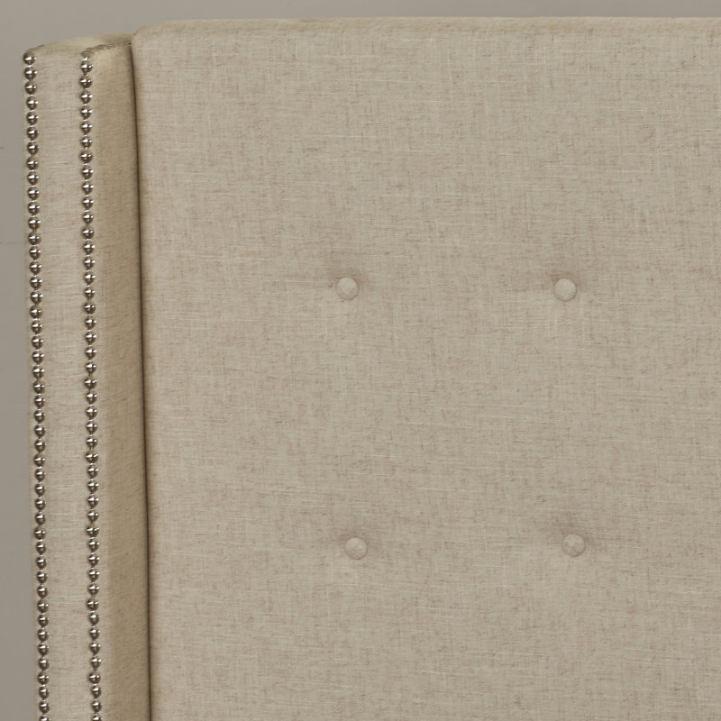 Kaster Upholstered Bed, Heathered Beige Linen, Queen