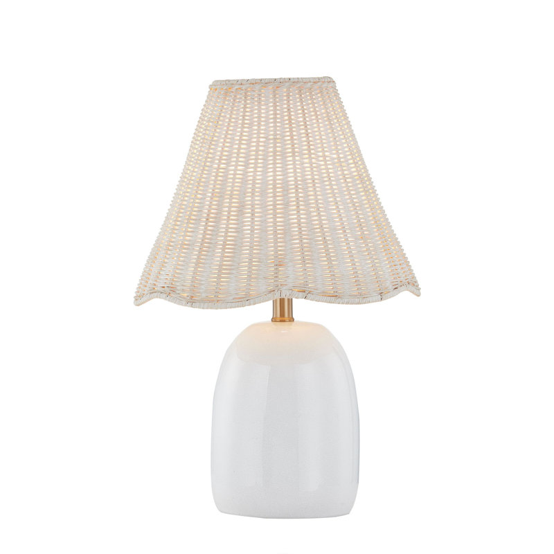 Lampe de table 18 "avec abat-jour en rotin Prairie, blanc