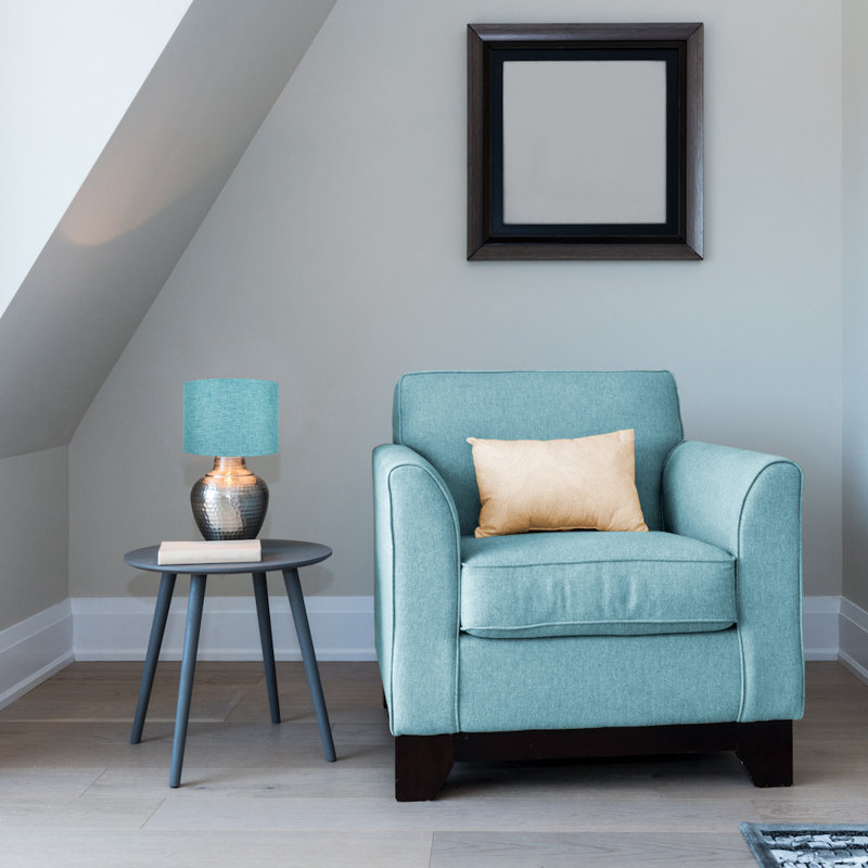 30cm Linen Drum Lamp Shade, Teal Blue, 18cm H x 25cm W x 25cm D