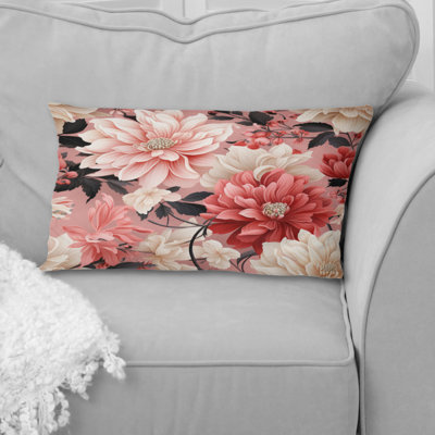 Pink And White Poppies Blossoming Grace - Floral Printed Throw Pillow