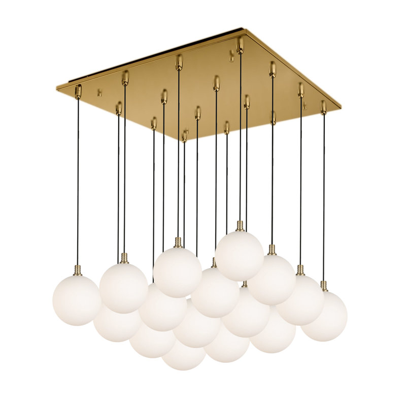 Bolla LED Pendant, Brushed Gold, 16 Lights, 43 W