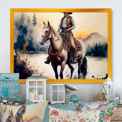 Western Cowboy Riding a Horse II - peinture sur toile