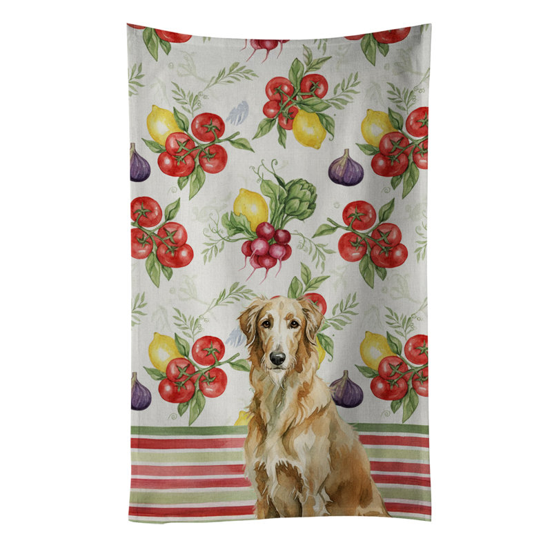 Wheaten Scottish Deerhound Vegetables Kitchen Towel, Wheaten Scottish Deerhound