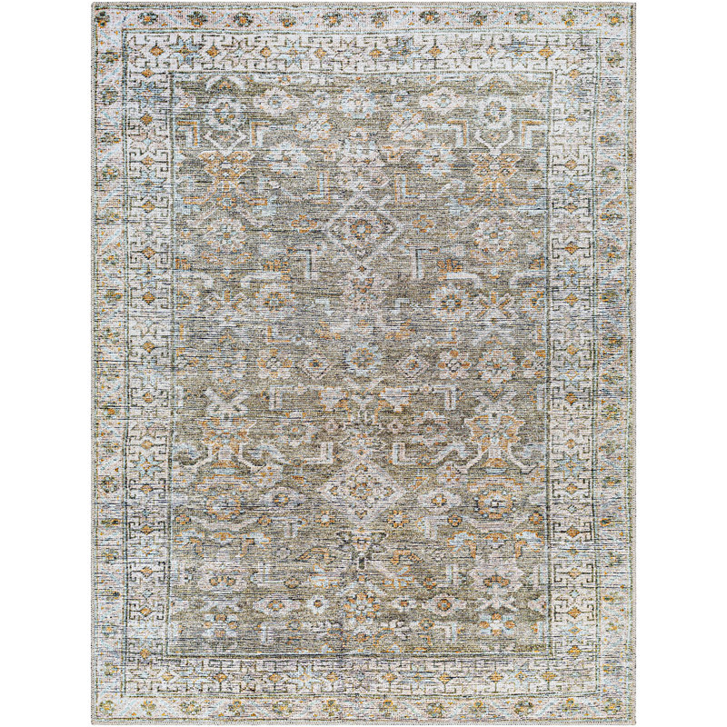Machine Washable Vintage Area Rug Grey/Green, Rectangle 160 x 213cm