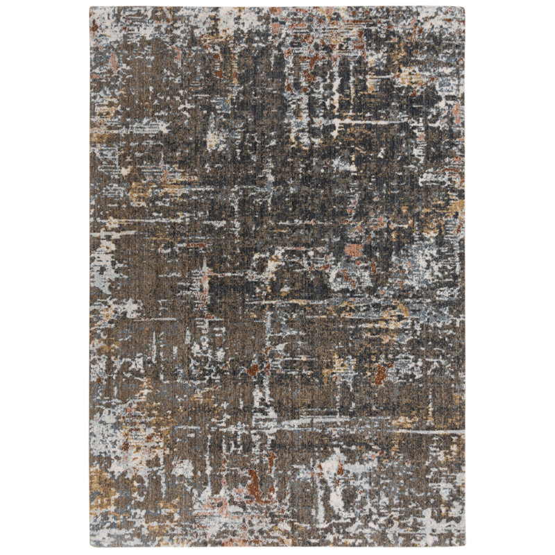 Art abstrait recyclé tissé à la machine P.E.T. Tapis brun, Rectangle 8 pi x 10 pi