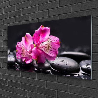 Flower Stones Floral - No Frame Print on Glass