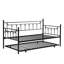 Lit de jour noir avec lit gigogne - Nécessaire de chambre à coucher moderne, fabrication en métal durable, choix d'économie d'espace, aire de repos silencieuse et stable, procédure d'assemblage facile, tous les types de matelas assortis, 250/350