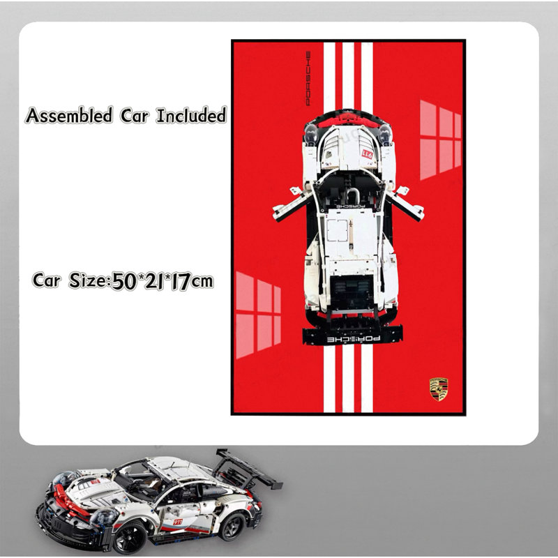 Voiture d'assemblage avec affiche, art mural