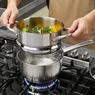 Batterie de cuisine en acier inoxydable Koch Systeme Cs 10 pièces, batterie de cuisine en acier inoxydable 18/10 de qualité supérieure pour la cuisine à domicile, batterie de cuisine à induction avec marmite à sauter