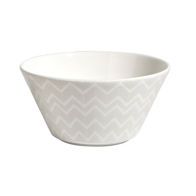 Ensemble de 6 bols à fruits ZIG ZAG blanc 5 po, H 2,5 po