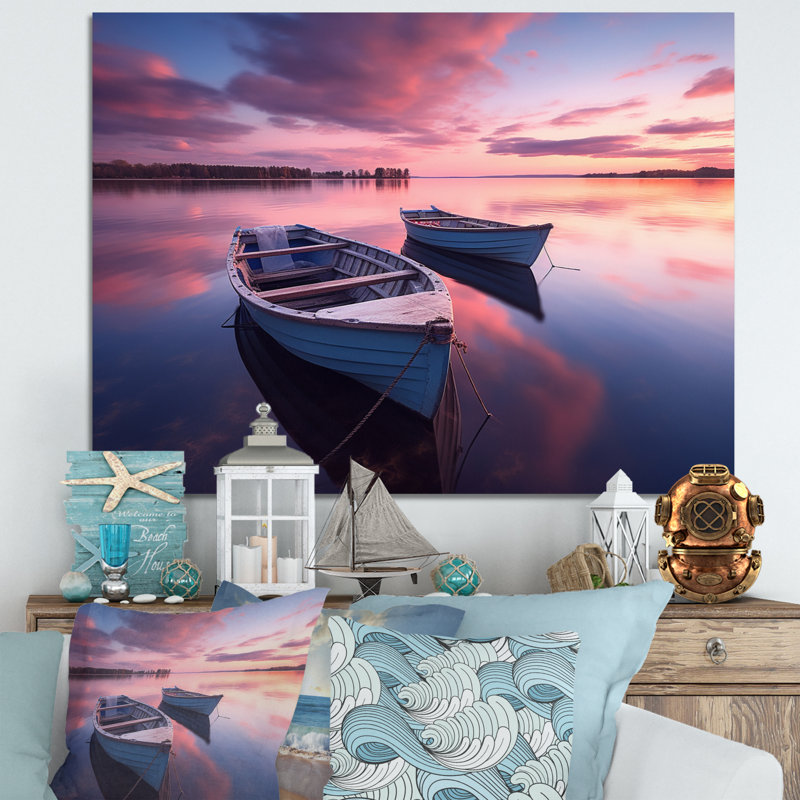 «White Longbatries», «Blue Blue Sunset Reflection», reproduction d'art sur toile, H 34 po x l 44 po, Cadre photo noir