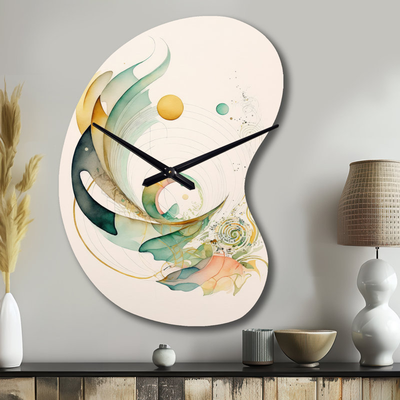 Horloge murale abstraite verte Hifsah - spirale abstraite, horloge murale, Petit