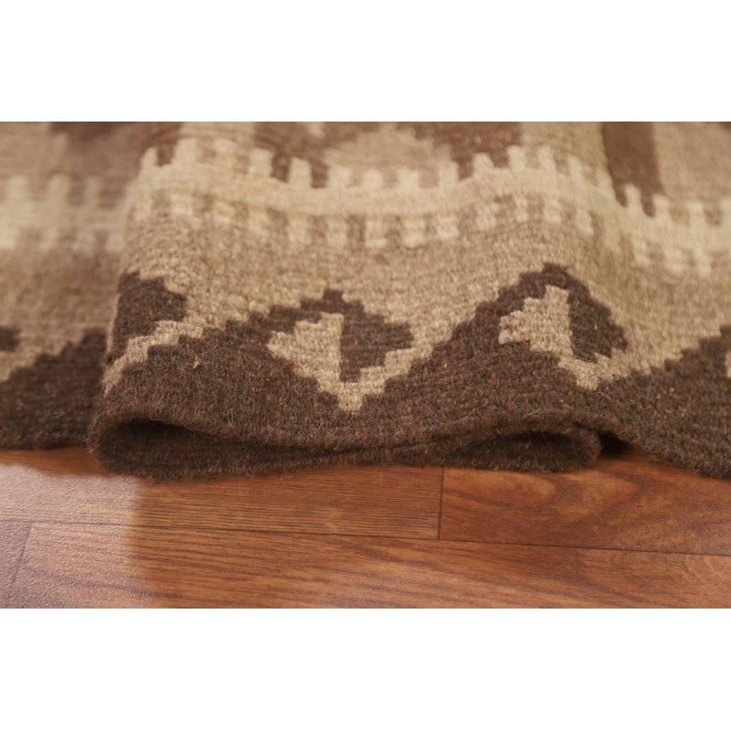 Tapis brun en laine réversible Kilim 5 x 6