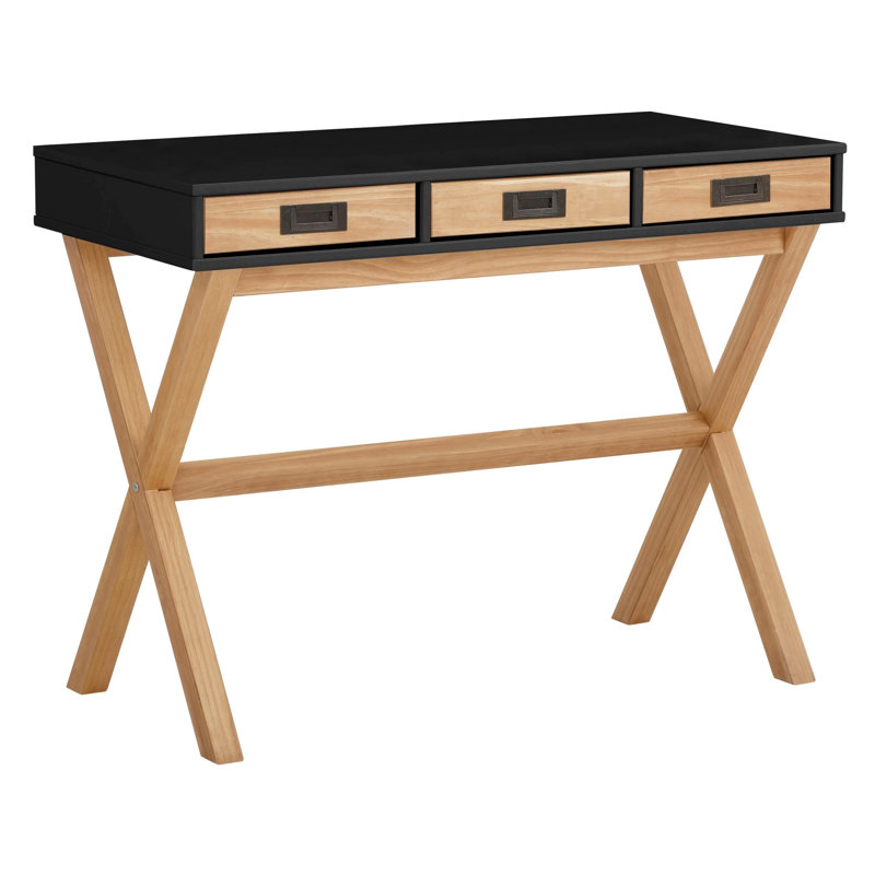 Iceland Solid Wood Top Metal Base Writing Desk