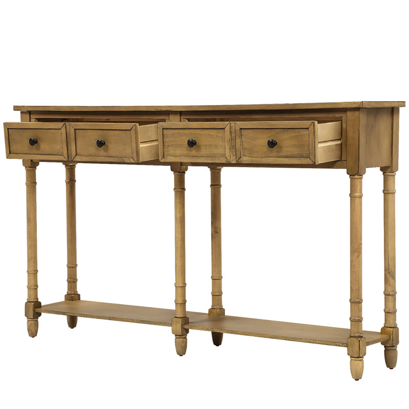 Console Table Sofa Table Easy Assembly With Two Storage Drawers And Bottom Shelf For Living Room, Entryway, Old Pine