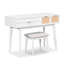 Coiffeuse de maquillage blanche avec tabouret, miroir rabattable de 43,3 po, trois tiroirs pour un rangement efficace
