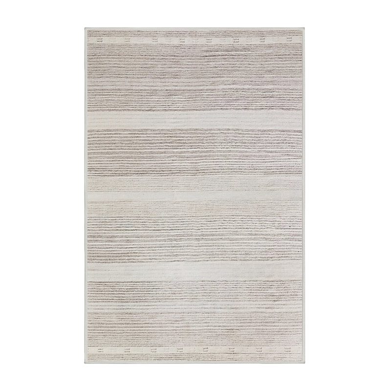 Tapis ivoire à rayures Sivert, Rectangle 5 pi x 7 pi
