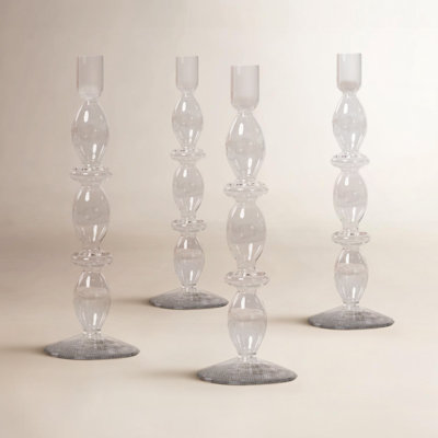 Adrienna 4-Piece Glass Candlestick Set