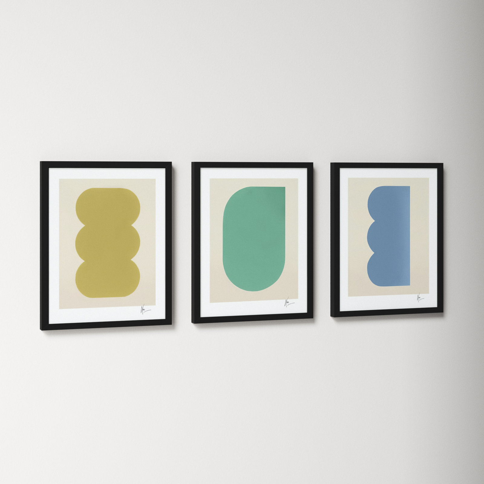 Keyhole 4-6. Set Of 3 by Lee Lessem, Black Framed, 20" H x 16" W x 1.25" D