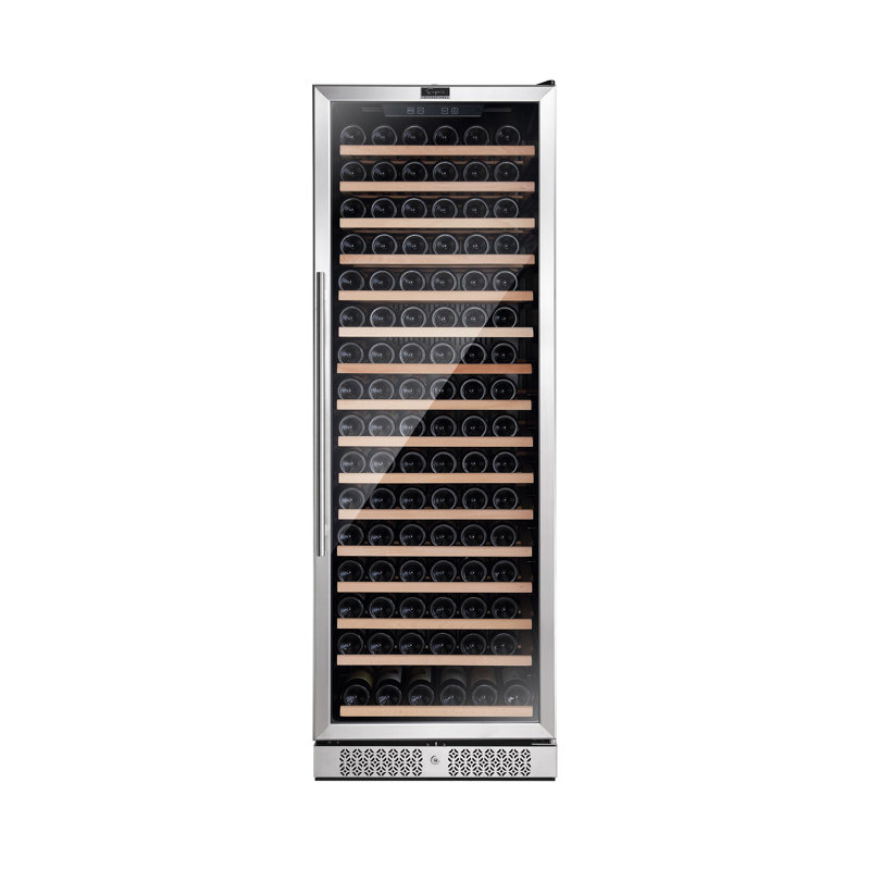 Empava 24" 171-Bottle Wine Cooler - Built-In/Freestanding, Digital Control, Beechwood Shelves, Stainless Steel