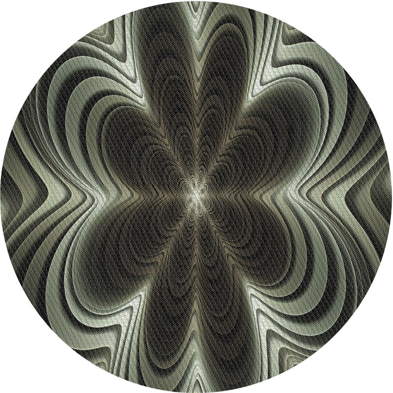 Tapis gris tissé à la machine, Rond 7 pi