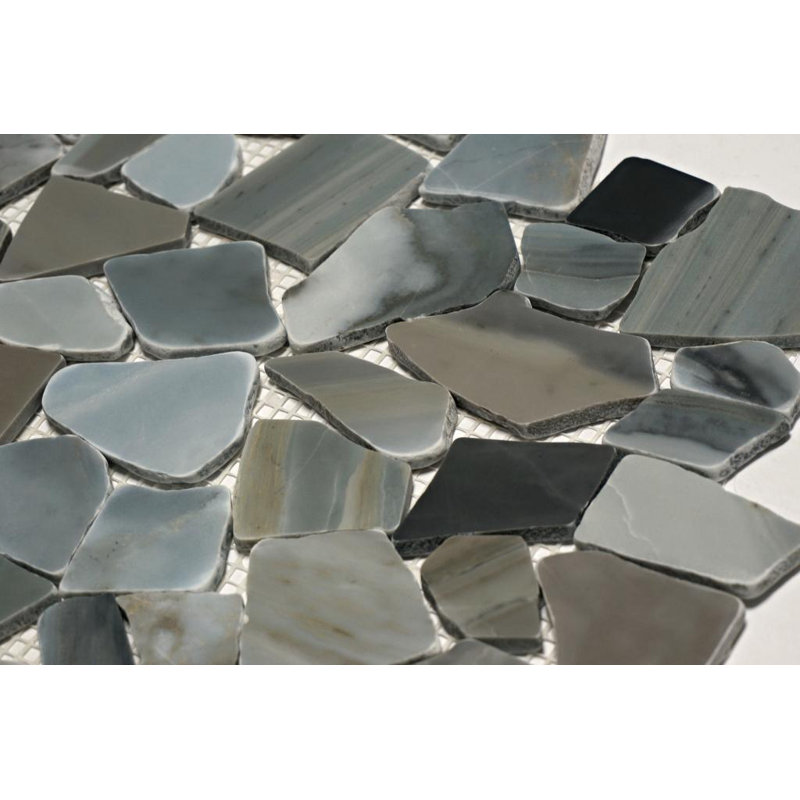 Carreau de mosaïque bleu-gris poli