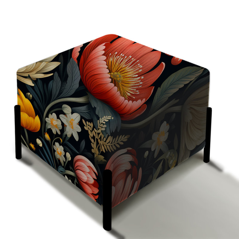 Coral et beige floral Jungle Garden Dreams - Repose-pieds carré floral