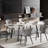70.9" W Modern Faux Marble Dining Table with Four Carbon Steel Legs, Heat-Resistant Rock Slab Top for Dining Room, Industrial Style, Seat of 6-8-731473937