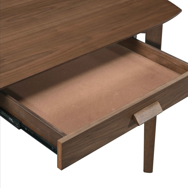 Bureau d'écriture rectangulaire moderne avec tiroir, Brun